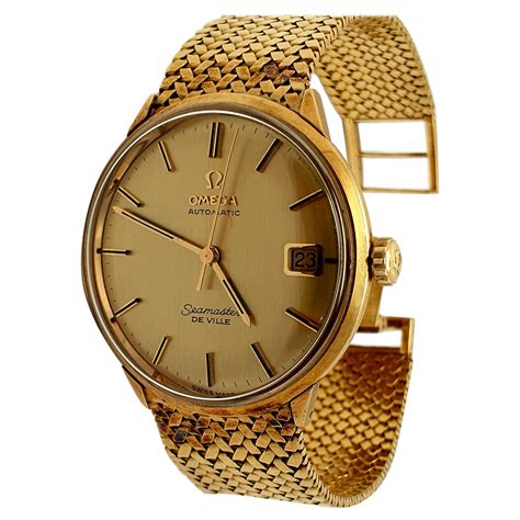 omega mens watches gold|18kt gold watches for men.